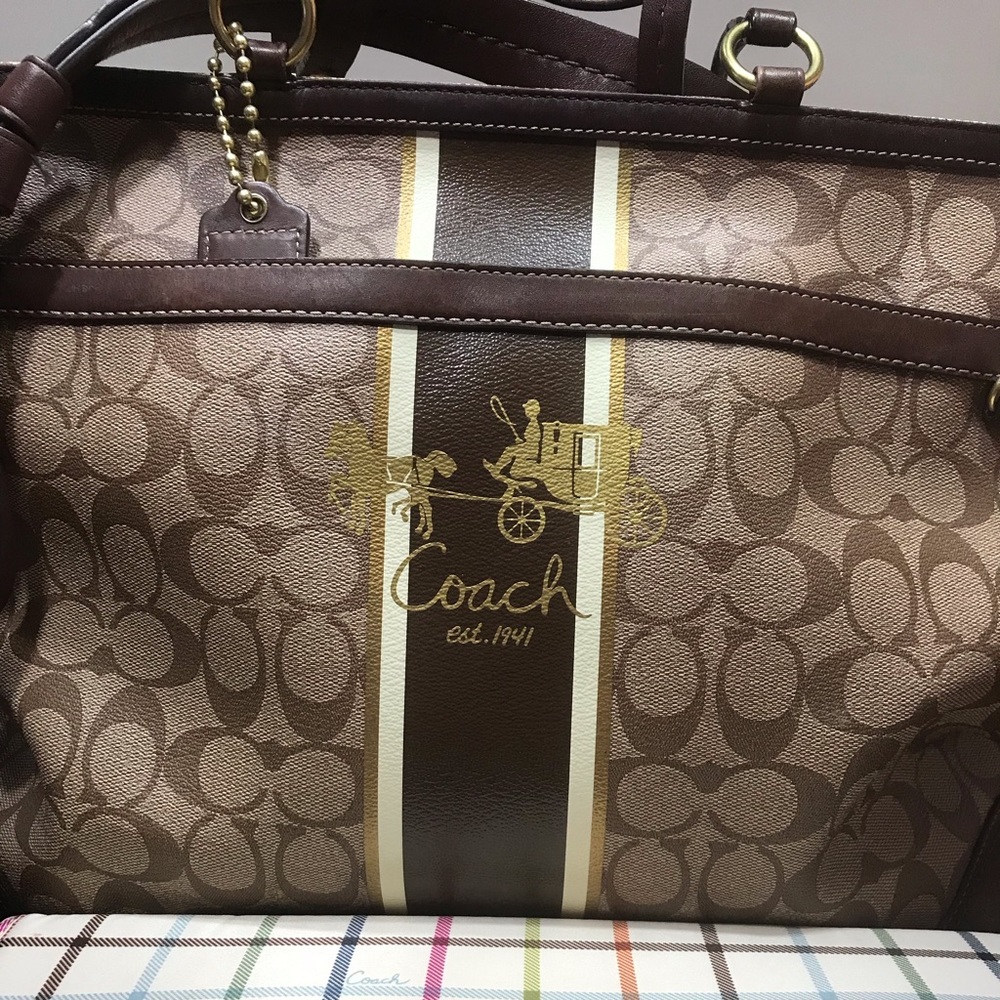 Authentic Leather Coach Diaper Bag